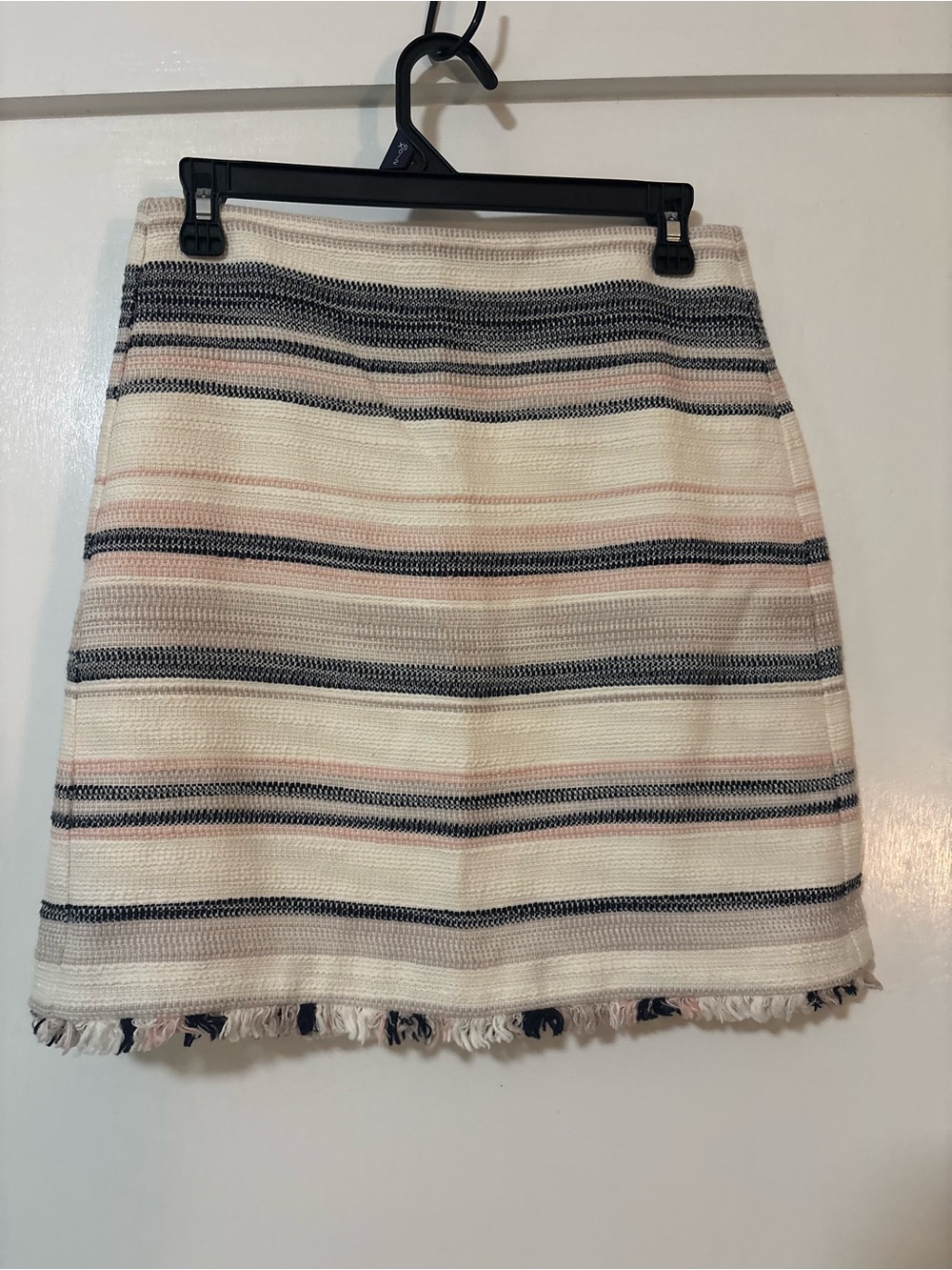Loft Striped Fringe Hem Pencil Skirt -